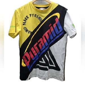Black Pyramid Graphic T Shirt Men's Size Small Yellow Black White Blue Red